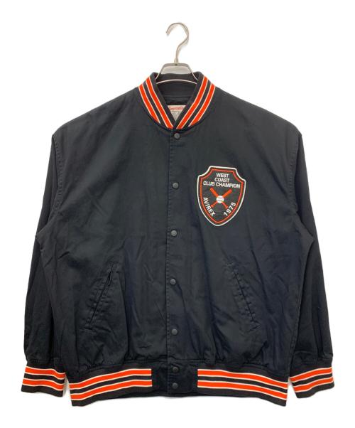 AVIREX（アヴィレックス）AVIREX (アヴィレックス) LIGHT STADIUM JACKET ブラック×レッド サイズ:XLの古着・服飾アイテム