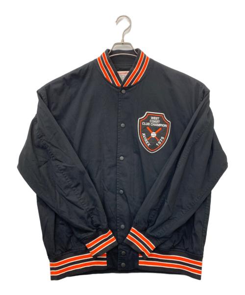 AVIREX（アヴィレックス）AVIREX (アヴィレックス) LIGHT STADIUM JACKET ブラック×レッド サイズ:XLの古着・服飾アイテム
