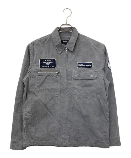 AVIREX（アヴィレックス）AVIREX (アヴィレックス) PIGMENT ZIP UP JACKET グレー サイズ:Mの古着・服飾アイテム