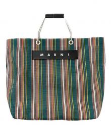 MARNI（マルニ）の古着「フラワーカフェトートバッグ」｜グリーン×ピンク