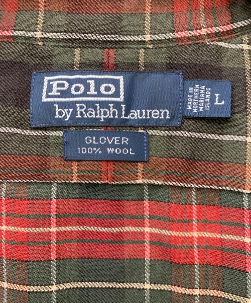 POLO RALPH LAUREN（ポロ・ラルフローレン）POLO RALPH LAUREN (ポロ・ラルフローレン) 90's ウールチェックシャツ レッド×カーキ サイズ:Lの古着・服飾アイテム