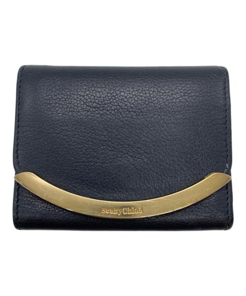 SEE BY CHLOE（シーバイクロエ）SEE BY CHLOE (シーバイクロエ) 3つ折り財布 ブラック×ゴールドの古着・服飾アイテム
