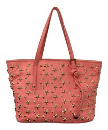 JIMMY CHOO（ジミーチュウ）の古着「スタッズトートバッグ」｜ピンク