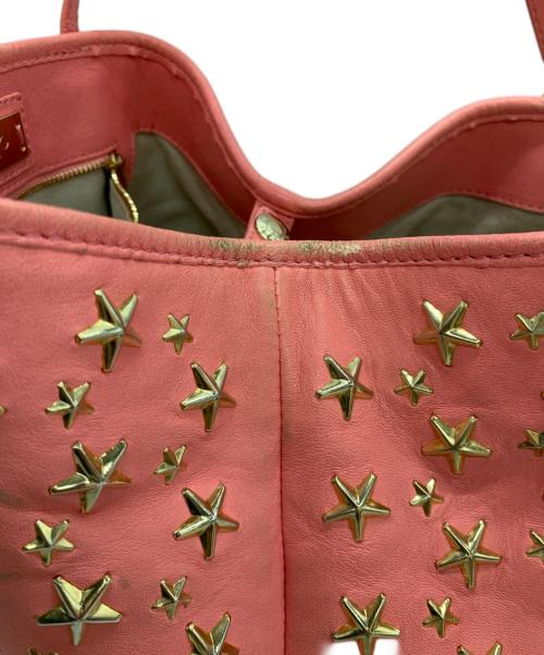 JIMMY CHOO（ジミーチュウ）JIMMY CHOO (ジミーチュウ) スタッズトートバッグ ピンクの古着・服飾アイテム