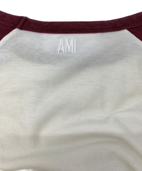 AMI Alexandre Mattiussi（アミアレクサンドルマテュッシ）AMI Alexandre Mattiussi (アミアレクサンドルマテュッシ) 長袖カットソー ホワイト×ボルドー サイズ:Sの古着・服飾アイテム