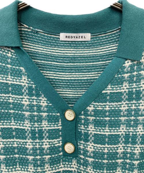 REDYAZEL（レディアゼル）REDYAZEL (レディアゼル) チェックジャガードニットポロワンピース グリーン サイズ:Freeの古着・服飾アイテム