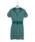 REDYAZEL（レディアゼル）の古着「チェックジャガードニットポロワンピース」｜グリーン