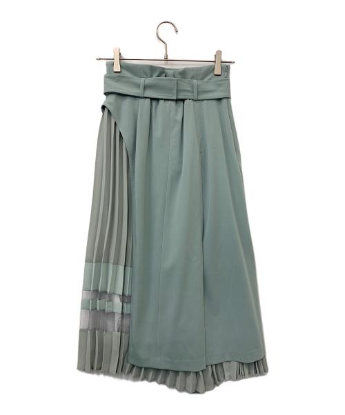 FRAY ID（フレイ アイディー）FRAY ID (フレイ アイディー) プリーツコンビスカート グリーンの古着・服飾アイテム
