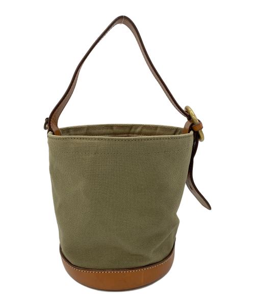 Daniel&Bob（ダニエル＆ボブ）Daniel&Bob (ダニエル＆ボブ) バケツ型トートバッグ カーキ×ブラウンの古着・服飾アイテム