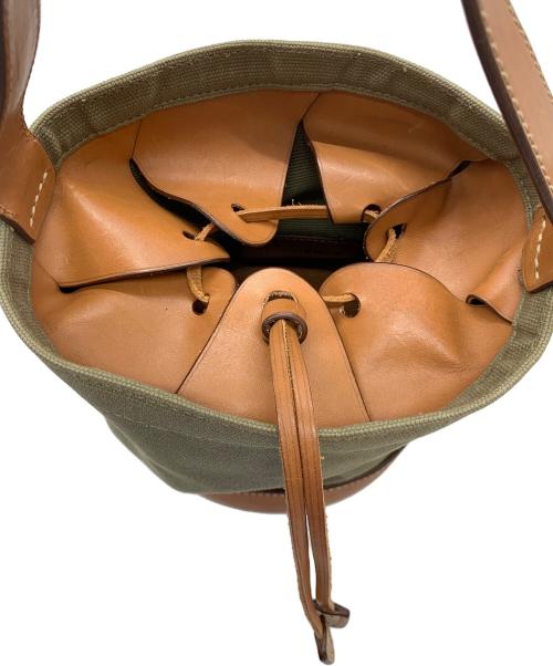 Daniel&Bob（ダニエル＆ボブ）Daniel&Bob (ダニエル＆ボブ) バケツ型トートバッグ カーキ×ブラウンの古着・服飾アイテム