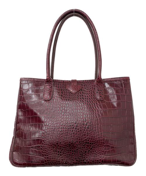 LONGCHAMP（ロンシャン）LONGCHAMP (ロンシャン) 型押しトートバッグ パープルの古着・服飾アイテム