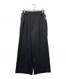 allureville（アルアバイル）の古着「ウールチノサイドドロストワイドパンツ」｜ブラック