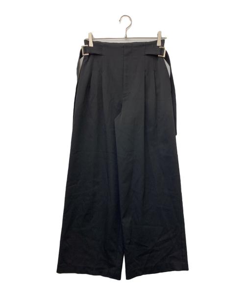 allureville（アルアバイル）allureville (アルアバイル) ウールチノサイドドロストワイドパンツ ブラック サイズ:1の古着・服飾アイテム