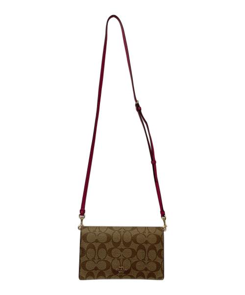 COACH（コーチ）COACH (コーチ) クラッチショルダー ブラウン×ピンクの古着・服飾アイテム