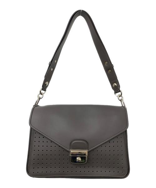 LONGCHAMP（ロンシャン）LONGCHAMP (ロンシャン) レザーショルダーバッグ グレーの古着・服飾アイテム