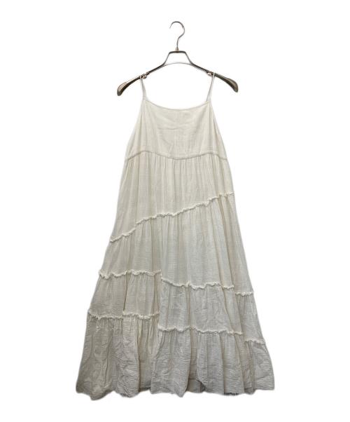 freada（フリーダ）freada (フリーダ) インドチェッククレープキャミワンピース ホワイト サイズ:Fの古着・服飾アイテム