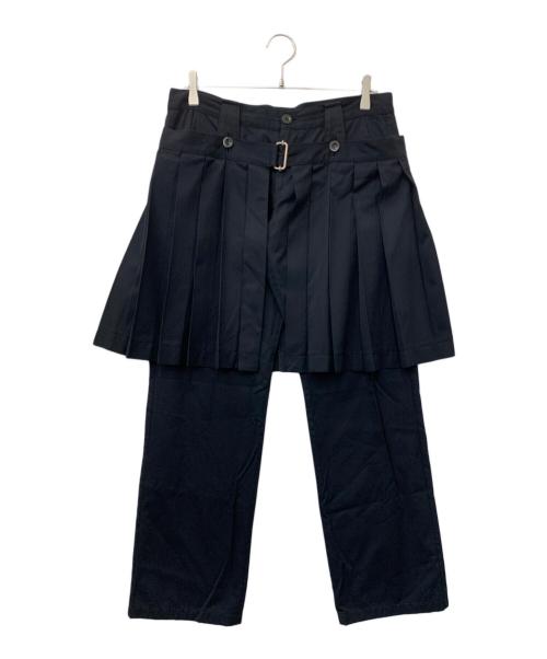 Y's（ワイズ）Y's (ワイズ) スカートレイヤードパンツ ブラック サイズ:3の古着・服飾アイテム