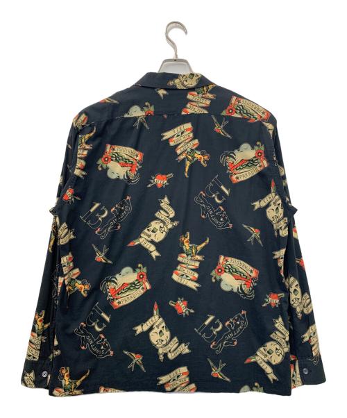 Schott（ショット）Schott (ショット) HAWAIIAN LS SHIRT TATTOO ブラック サイズ:XLの古着・服飾アイテム