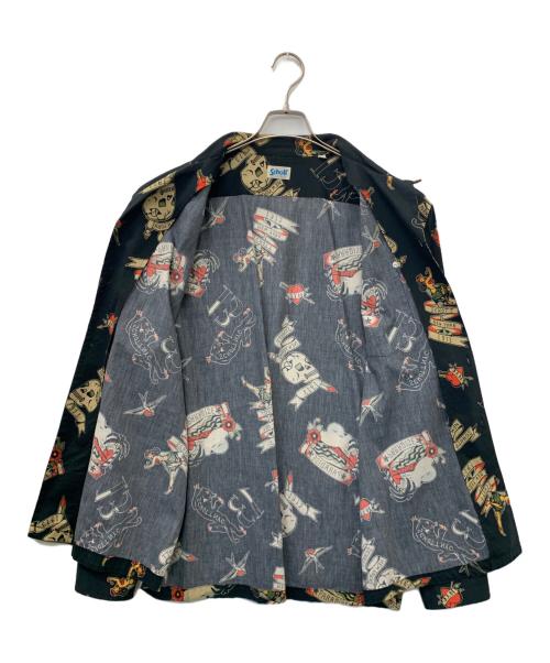 Schott（ショット）Schott (ショット) HAWAIIAN LS SHIRT TATTOO ブラック サイズ:XLの古着・服飾アイテム