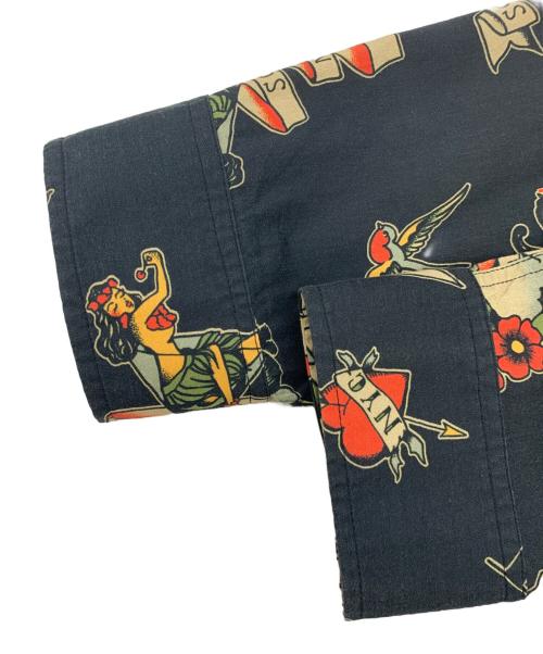 Schott（ショット）Schott (ショット) HAWAIIAN LS SHIRT TATTOO ブラック サイズ:XLの古着・服飾アイテム
