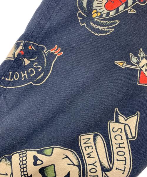 Schott（ショット）Schott (ショット) HAWAIIAN LS SHIRT TATTOO ブラック サイズ:XLの古着・服飾アイテム