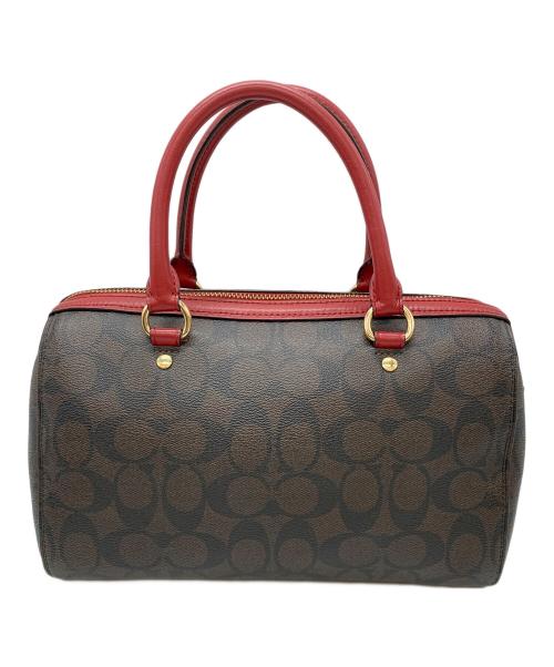 COACH（コーチ）COACH (コーチ) ミニボストンバッグ ブラウン×レッドの古着・服飾アイテム
