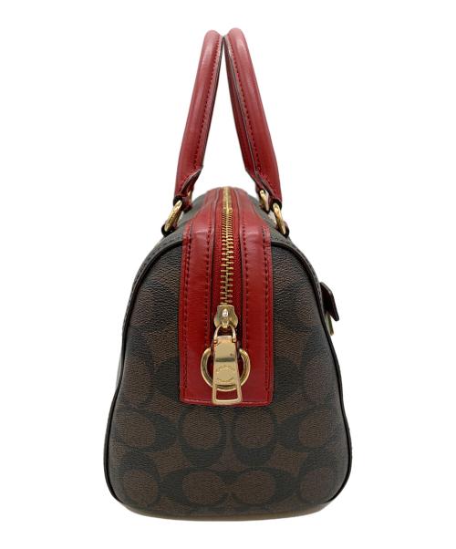 COACH（コーチ）COACH (コーチ) ミニボストンバッグ ブラウン×レッドの古着・服飾アイテム