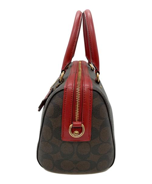 COACH（コーチ）COACH (コーチ) ミニボストンバッグ ブラウン×レッドの古着・服飾アイテム