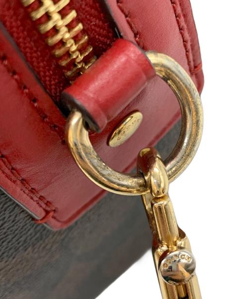 COACH（コーチ）COACH (コーチ) ミニボストンバッグ ブラウン×レッドの古着・服飾アイテム