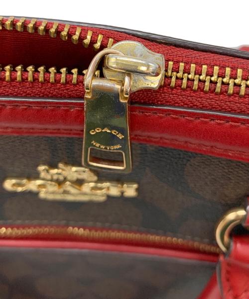 COACH（コーチ）COACH (コーチ) ミニボストンバッグ ブラウン×レッドの古着・服飾アイテム