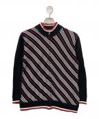 BURBERRY BLACK LABELバーバリーブラックレーベル）の古着「ニットジャケット」｜ブラック×レッド