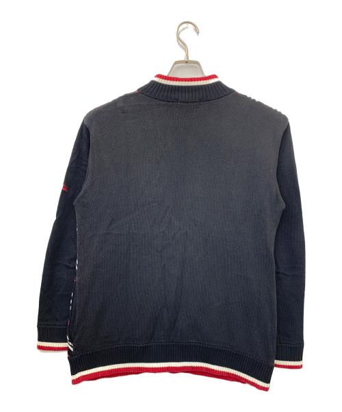 BURBERRY BLACK LABEL（バーバリーブラックレーベル）BURBERRY BLACK LABEL (バーバリーブラックレーベル) ニットジャケット ブラック×レッド サイズ:3の古着・服飾アイテム