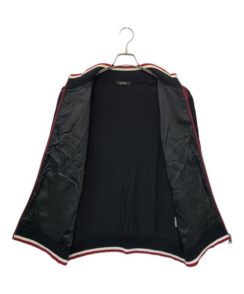 BURBERRY BLACK LABEL（バーバリーブラックレーベル）BURBERRY BLACK LABEL (バーバリーブラックレーベル) ニットジャケット ブラック×レッド サイズ:3の古着・服飾アイテム