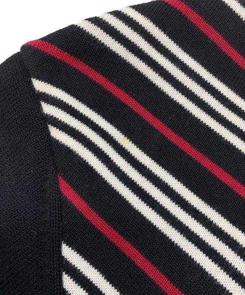 BURBERRY BLACK LABEL（バーバリーブラックレーベル）BURBERRY BLACK LABEL (バーバリーブラックレーベル) ニットジャケット ブラック×レッド サイズ:3の古着・服飾アイテム