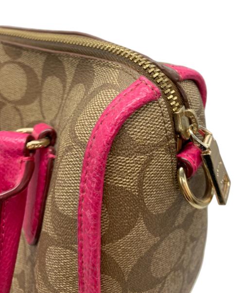 COACH（コーチ）COACH (コーチ) ミニボストンバッグ ベージュ×ピンクの古着・服飾アイテム