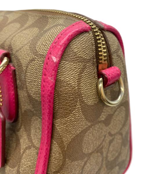 COACH（コーチ）COACH (コーチ) ミニボストンバッグ ベージュ×ピンクの古着・服飾アイテム