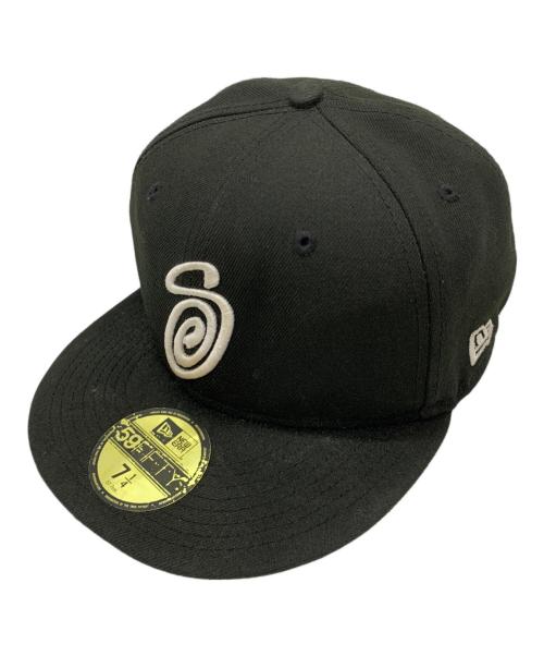 New Era（ニューエラ）New Era (ニューエラ) stussy (ステューシー) 59FIFTY SWIRLY S CAP ブラック×グレー サイズ:7 1/4の古着・服飾アイテム