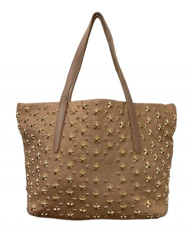 JIMMY CHOO スタースタッズ トートバッグ ベージュ 中古・古着通販】JIMMY CHOO (ジミーチュウ) スタッズトートバッグ