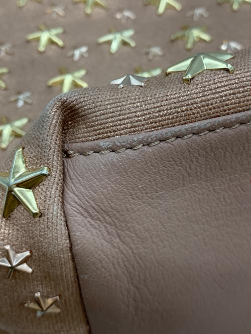 JIMMY CHOO（ジミーチュウ）JIMMY CHOO (ジミーチュウ) スタッズトートバッグ ピンクの古着・服飾アイテム