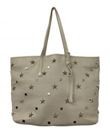 JIMMY CHOO（ジミーチュウ）の古着「レザースタッズトートバッグ」｜ベージュ