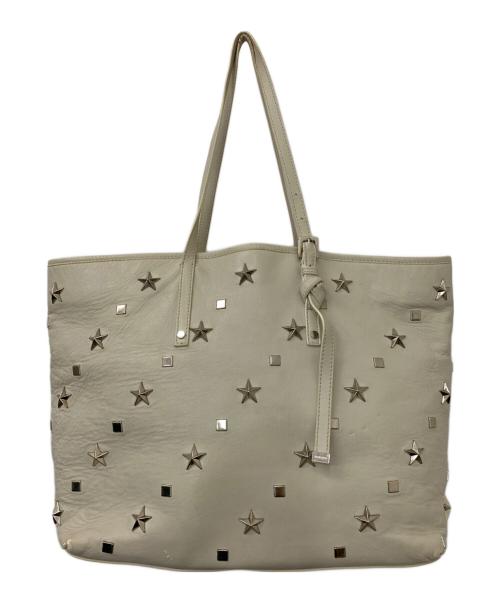 JIMMY CHOO（ジミーチュウ）JIMMY CHOO (ジミーチュウ) レザースタッズトートバッグ ベージュの古着・服飾アイテム