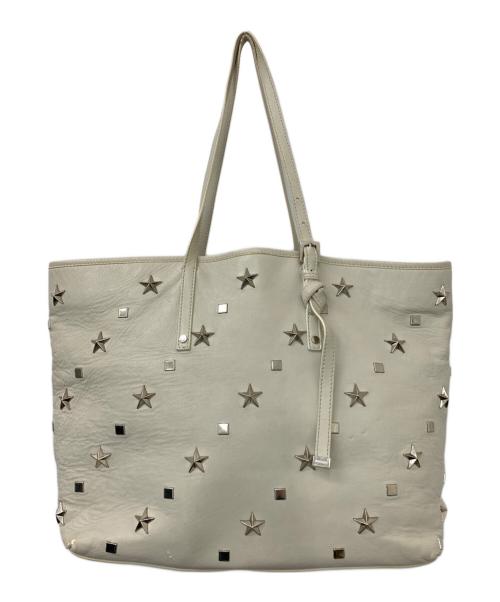 JIMMY CHOO（ジミーチュウ）JIMMY CHOO (ジミーチュウ) レザースタッズトートバッグ ベージュの古着・服飾アイテム