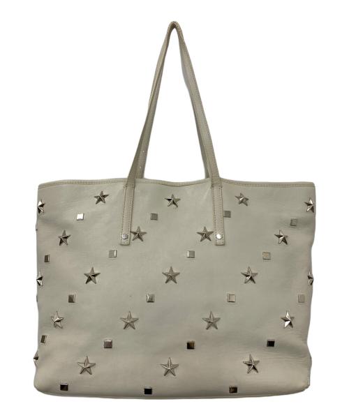 JIMMY CHOO（ジミーチュウ）JIMMY CHOO (ジミーチュウ) レザースタッズトートバッグ ベージュの古着・服飾アイテム