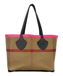 BURBERRY（バーバリー）の古着「The Medium Giant Reversible Tote in Canvas and Leather」｜ベージュ×ブラック