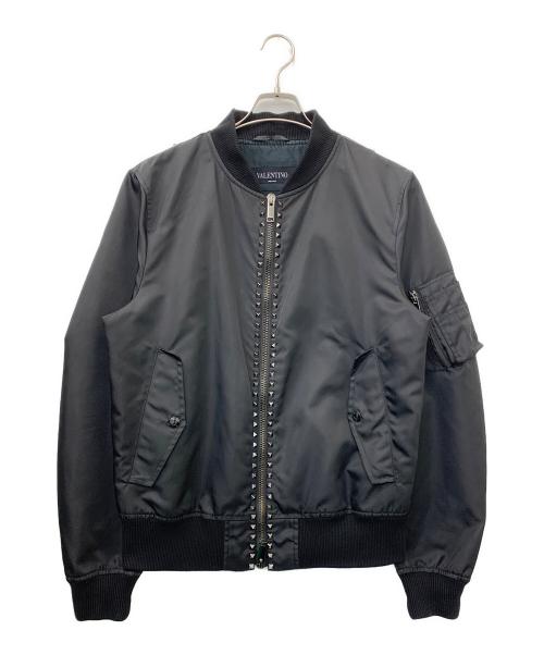 VALENTINO（ヴァレンティノ）VALENTINO (ヴァレンティノ) ロックスタッズアンタイトルドボンバージャケット ブラック サイズ:50の古着・服飾アイテム