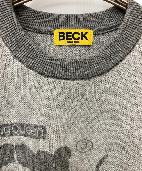 BECK AND CALL（ベックアンドコール）BECK and call (ベックアンドコール) drag Queen crew neck Knit グレー サイズ:Sの古着・服飾アイテム