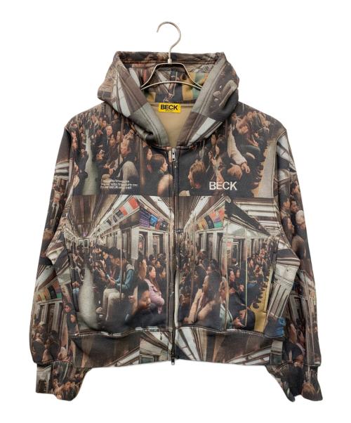 BECK AND CALL（ベックアンドコール）BECK AND CALL (ベックアンドコール) Full graphic double zip hoodie グレー サイズ:Mの古着・服飾アイテム