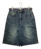 90909090）の古着「Rhinestone Jorts」｜インディゴ