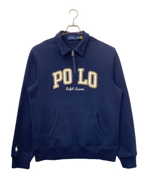 POLO RALPH LAUREN（ポロ・ラルフローレン）POLO RALPH LAUREN (ポロ・ラルフローレン) ハーフジップスウェット ネイビー サイズ:Mの古着・服飾アイテム