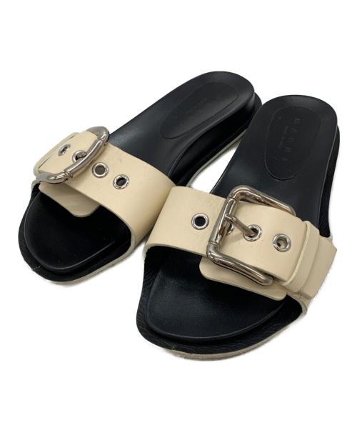 MARNI（マルニ）MARNI (マルニ) LEATHER FLIP FLOPS ブラック×ホワイト サイズ:37の古着・服飾アイテム